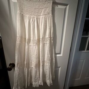 Blue Bird Cream Maxi Tube Dress